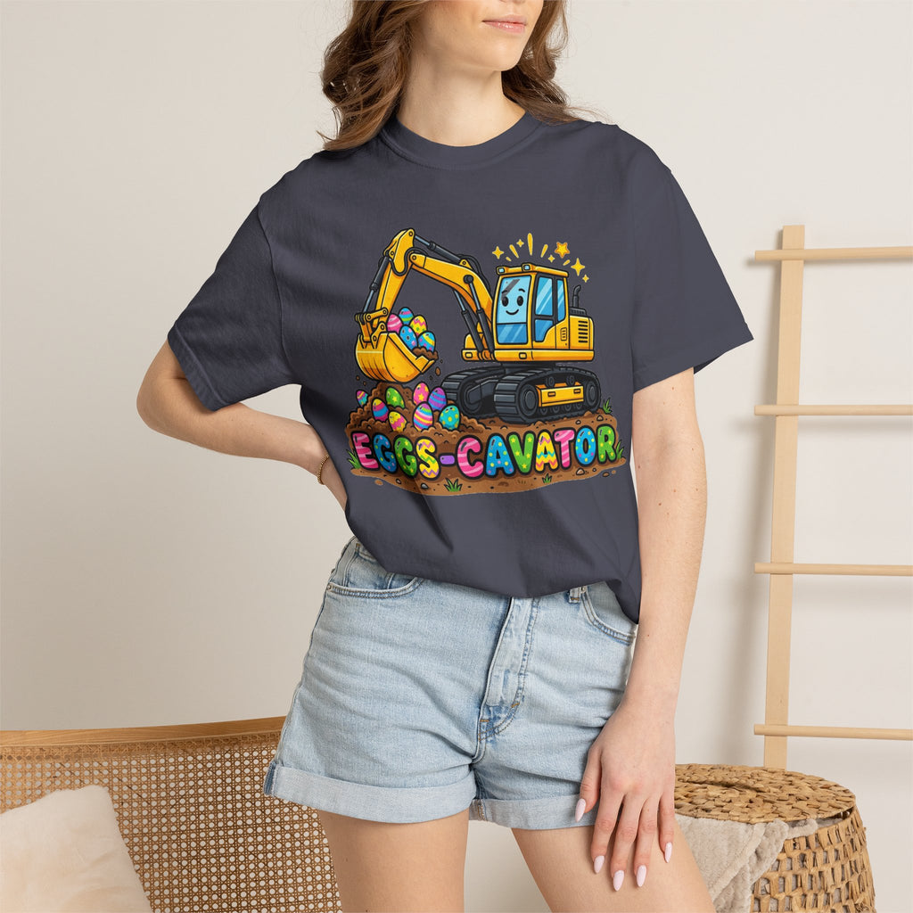 Eggs-Cavator Excavator Shirt, Funny Easter Construction Tee, Digger Easter Egg Shirt, Boys Easter Gift