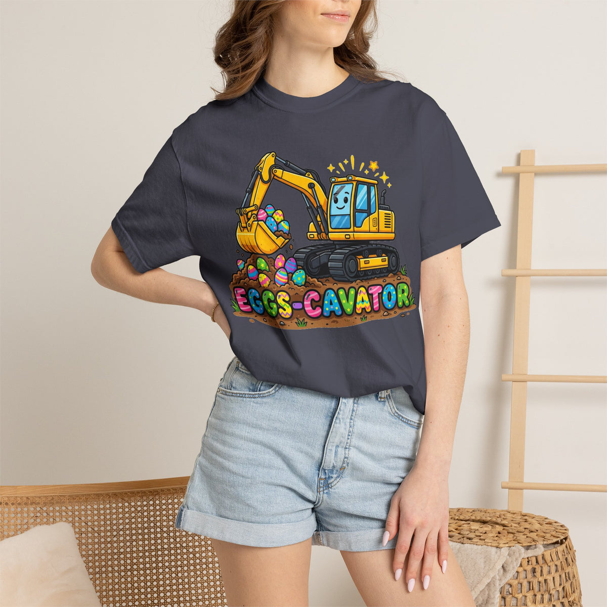 Eggs-Cavator Excavator Shirt, Funny Easter Construction Tee, Digger Easter Egg Shirt, Boys Easter Gift