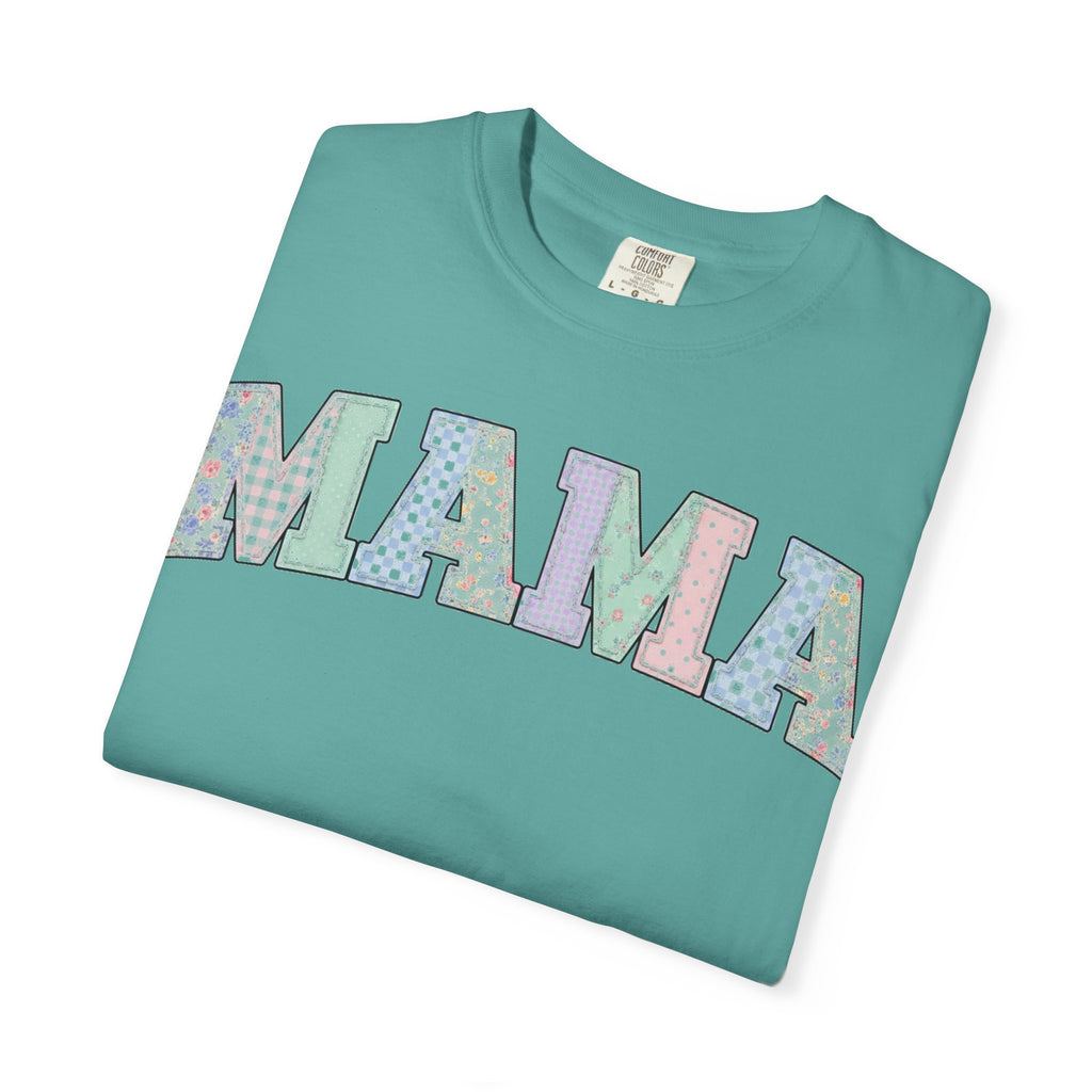 Mama Soft Patchwork Shirt, Small Pastel Applique Tee, Shabby Chic Mama Shirt, Mom Gift
