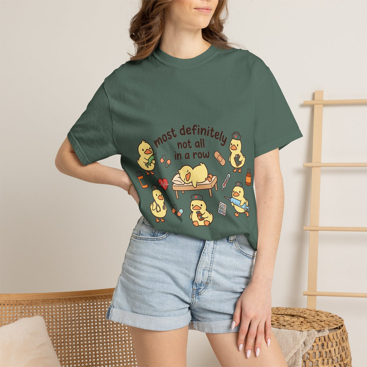 Most Definitely Not All In A Row Shirt, Funny Nurse Duck Tee, Cute Duckling Nurse Shirt, RN Gift