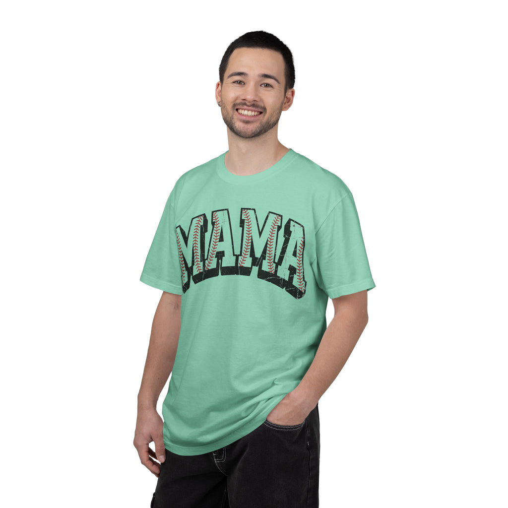 Baseball Mama Shirt, Distressed Baseball Stitch Varsity Tee, Baseball Mom Shirt, Game Day Gift
