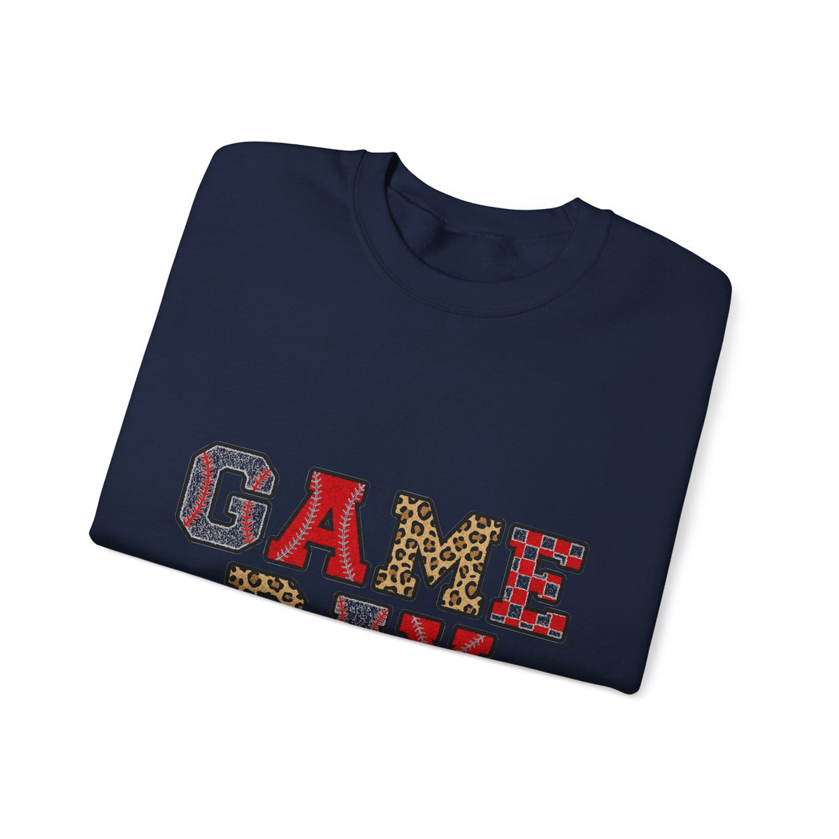 Game Day Sweatshirt, Baseball Leopard Checkered Chenille Letters Sweatshirt, Baseball Mom Sweatshirt, Softball Game Day Gift, Sports Mom Var