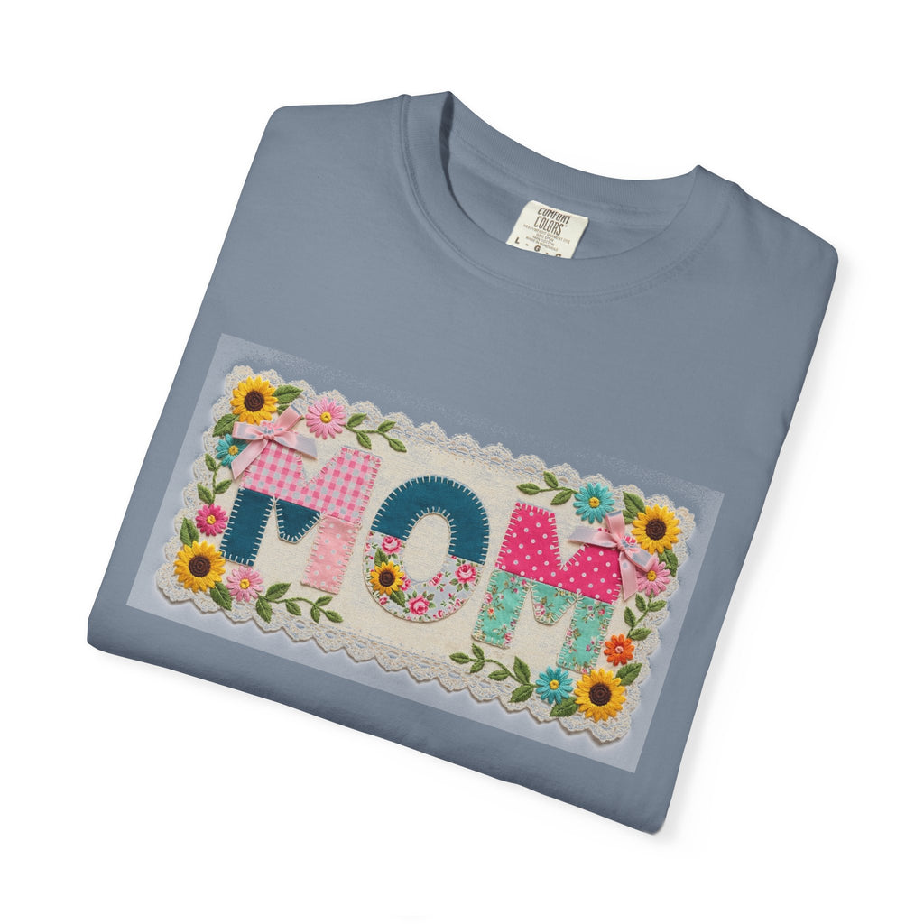Mom Floral Applique Shirt, Faux Embroidery Sunflower MOM Tee, Mothers Day Shirt, Mom Gift