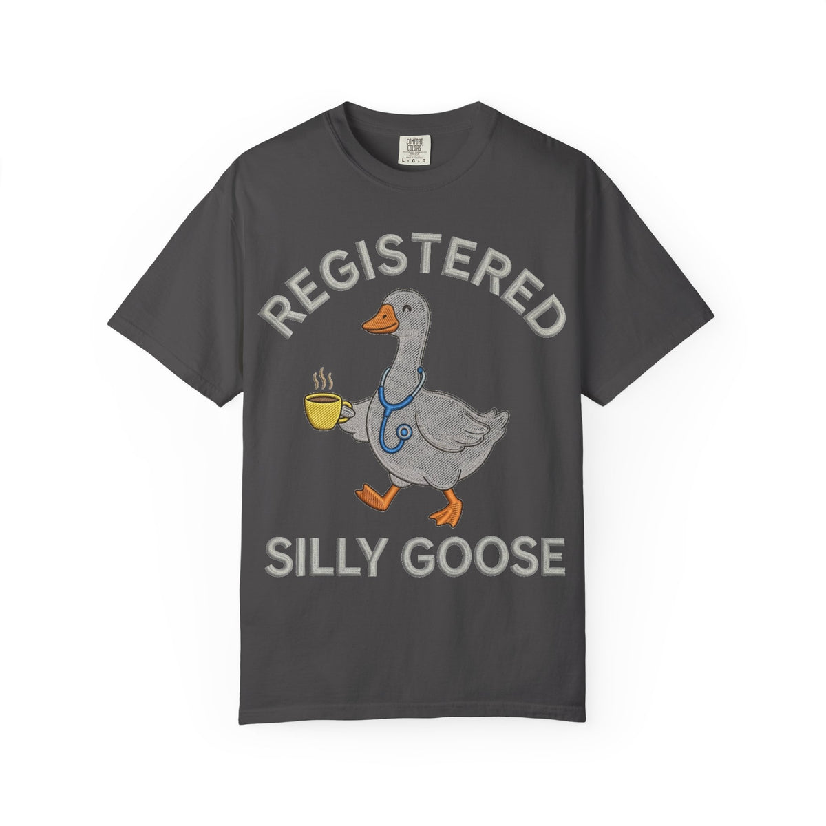 Registered Silly Goose Straight Text Shirt, Embroidered Look Nurse Goose Tee, Funny RN Shirt, Nurse Gift