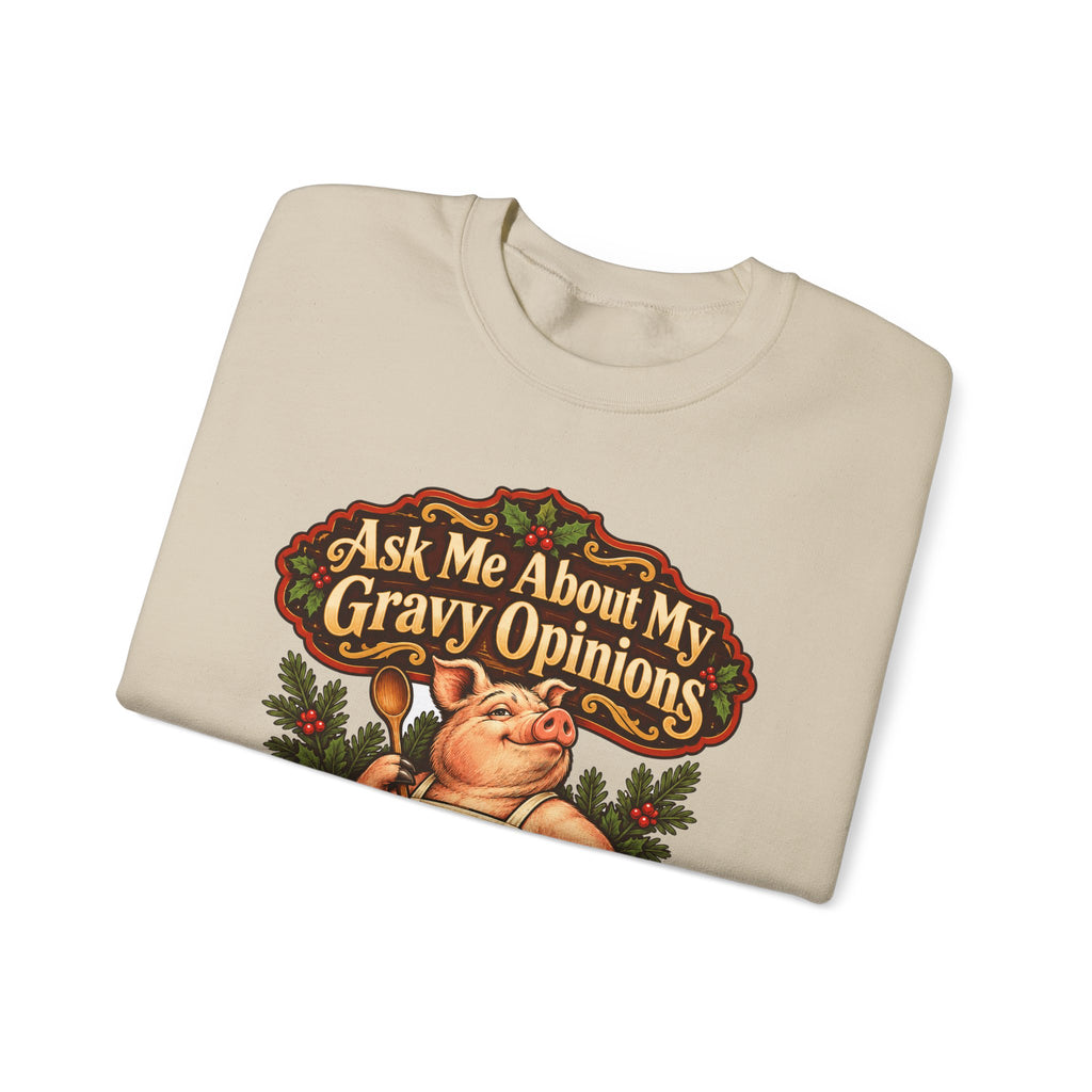 Funny Thanksgiving Dad Sweatshirt Ask Me About My Gravy Opinions Shirt, Funny Holiday Gift Tee, Christmas Gift Idea