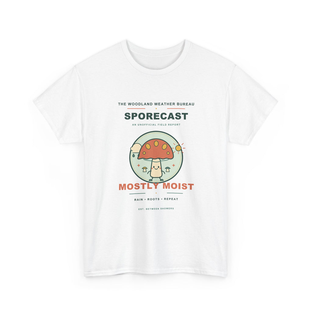 Mushroom Weather Bureau Tee — Sporecast: Mostly Moist