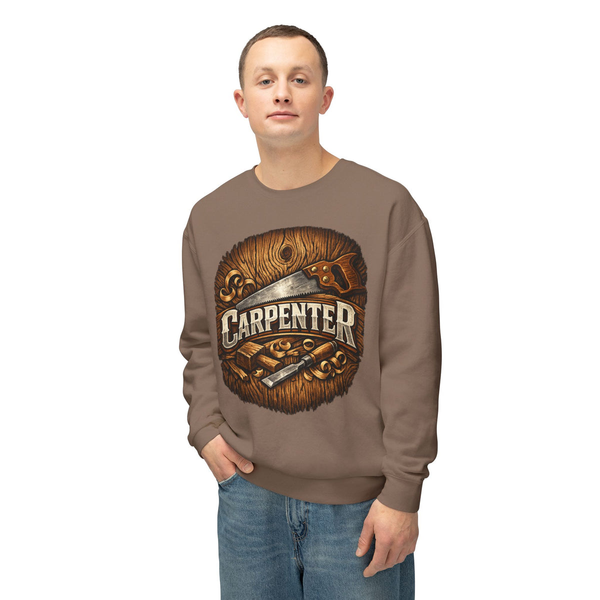 Carpenter Crewneck Sweatshirt — Vintage Woodworker Logo