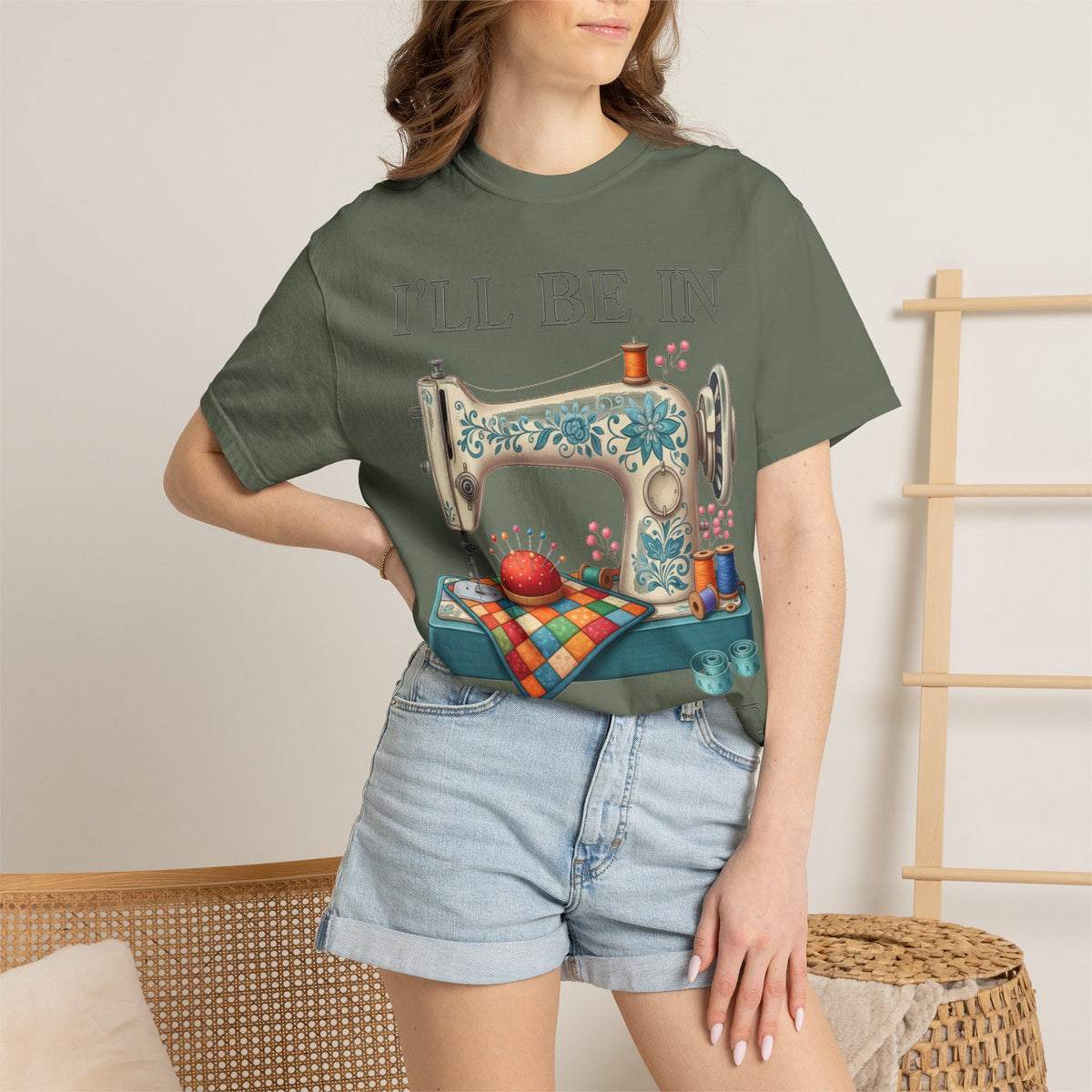 I'll Be In My Office Cream Sewing Machine Shirt, Quilter Humor Tee, Vintage Seamstress Shirt, Sewing Gift