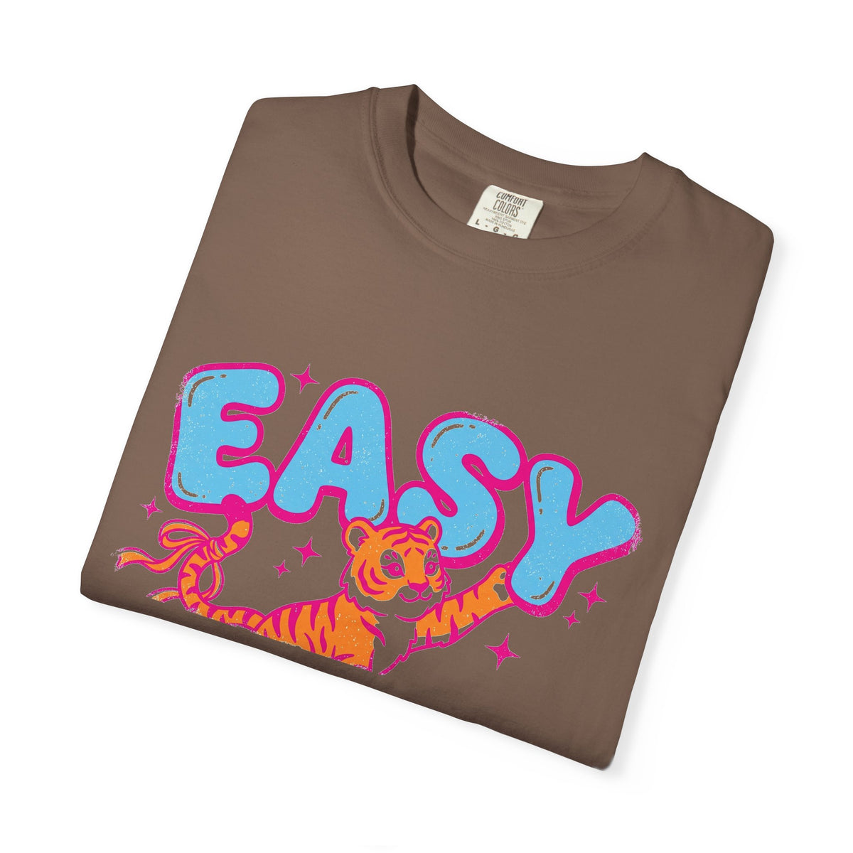 Easy Tiger Shirt, Y2K Bubble Letter Tiger Tee, Pink And Blue Retro Shirt, Funny Flirty Gift