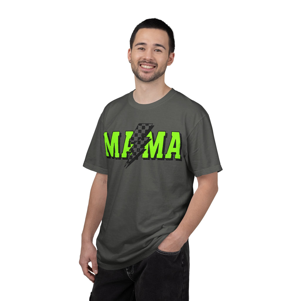 Mama Checkered Bolt Shirt, Green Lightning Mom Tee, Edgy Mama Shirt, Mothers Day Gift