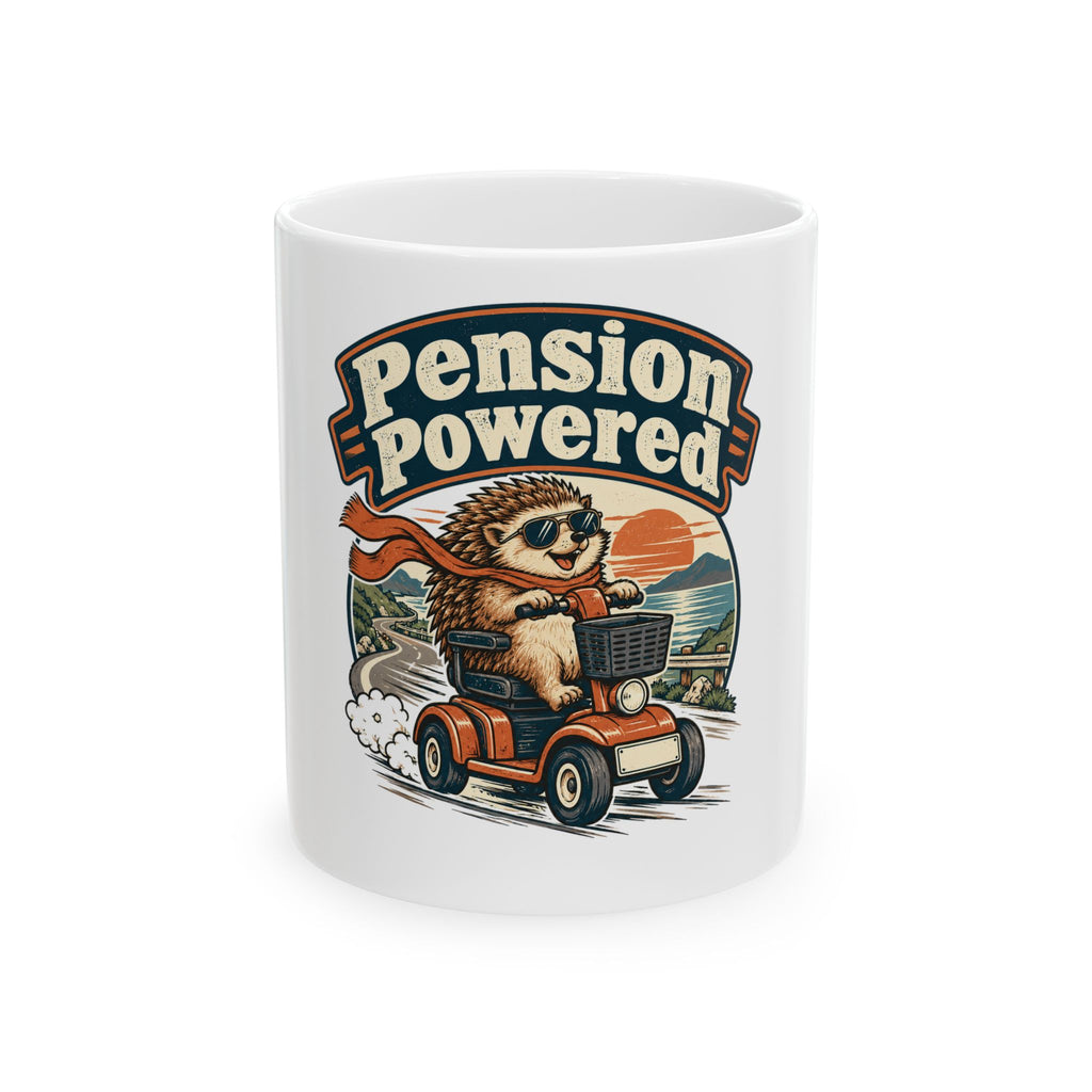 Pension Powered Mug, Funny Retirement Gift for Coworker, Retired Christmas Gift, Coffee Mug 11oz 15oz