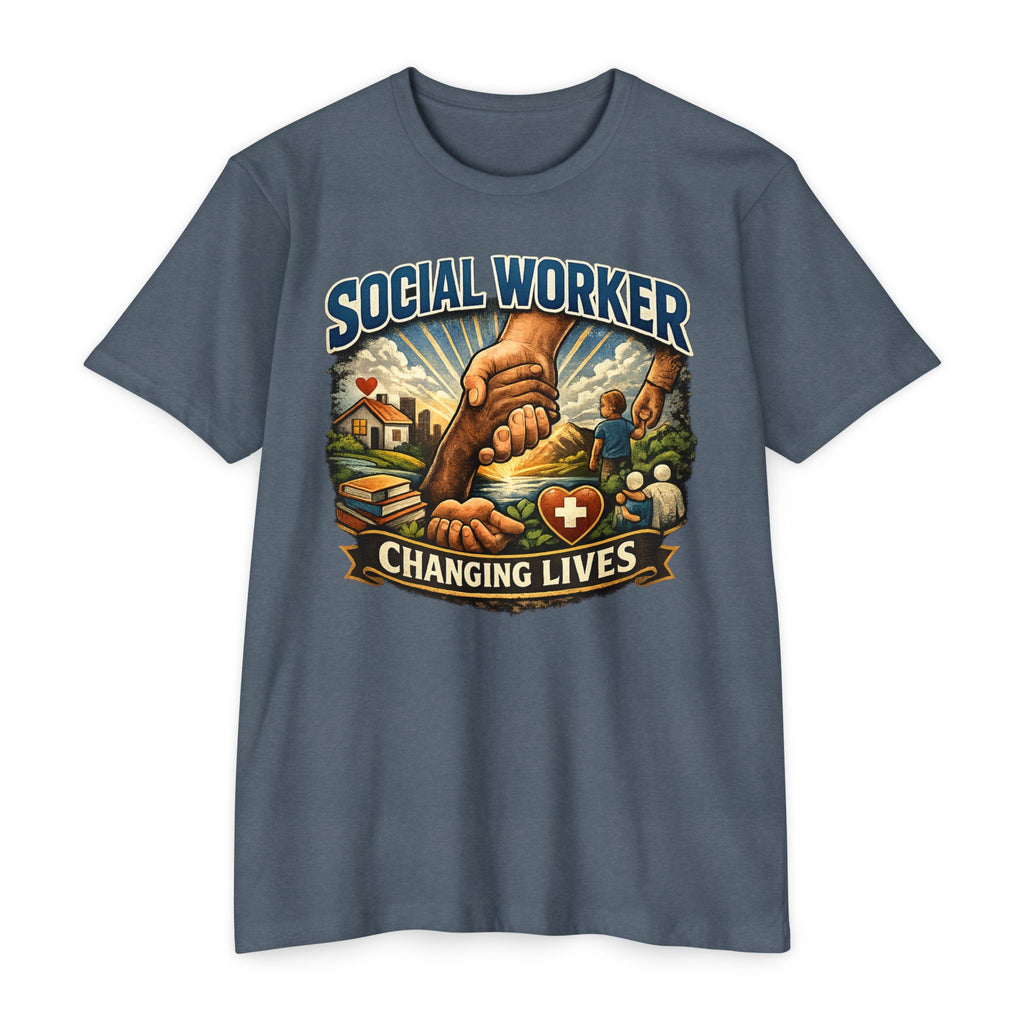 Social Worker T-Shirt — "Changing Lives" Graphic Tee for Caregivers & Advocates