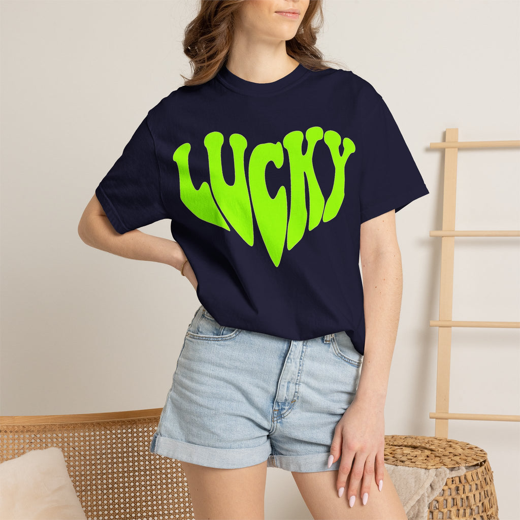 Lucky Melting Letters Shirt, Neon Green Trippy Tee, Psychedelic St Patricks Shirt, Festival Gift