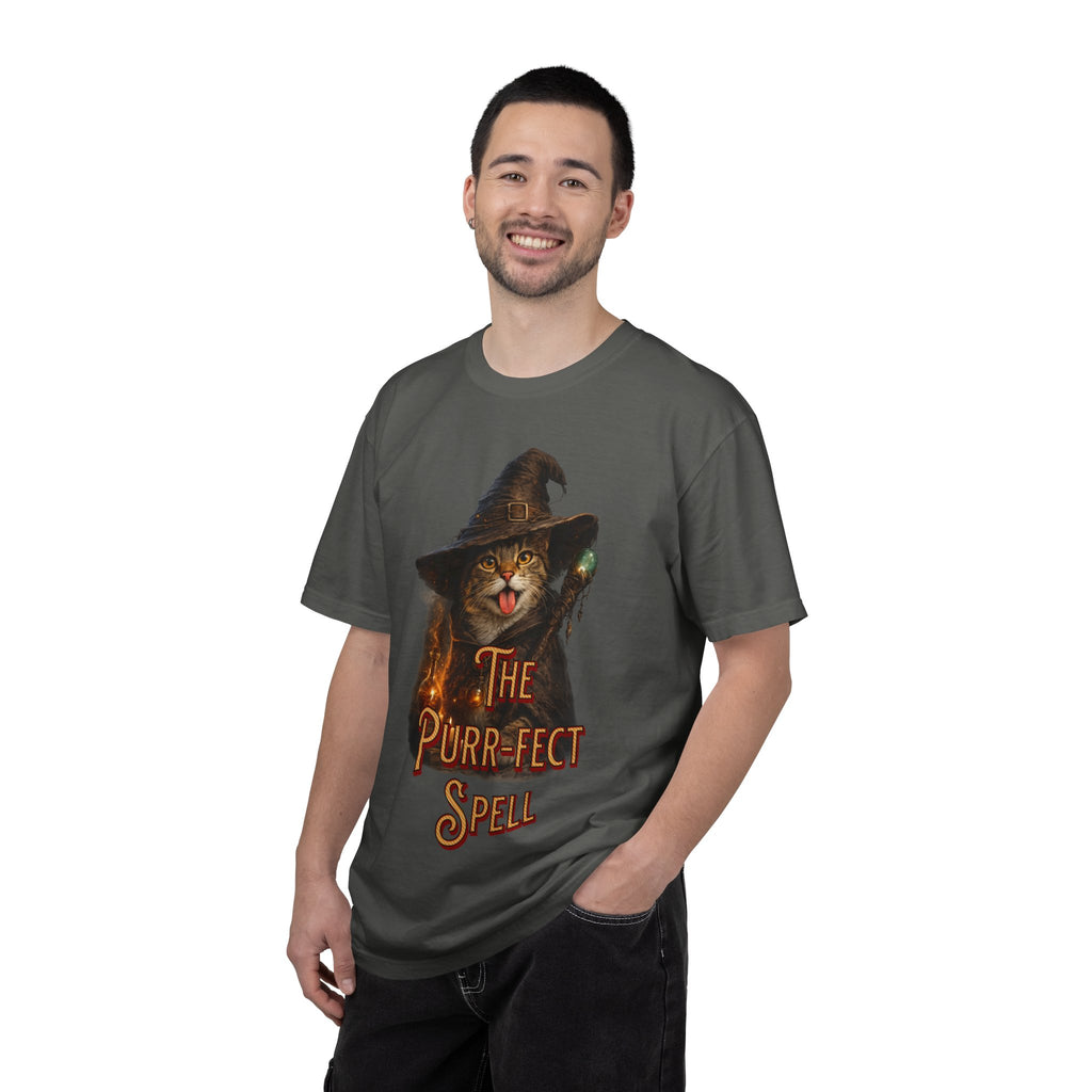 The Purr-fect Spell Shirt, Witch Cat Graphic Tee, Cat Lover Gift
