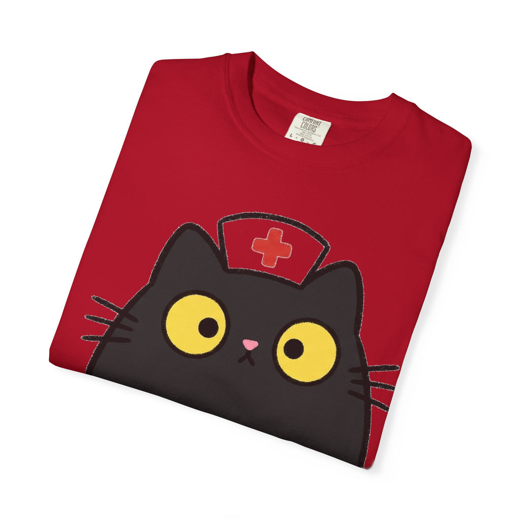Kawaii Black Cat Nurse Shirt, Cute Cat In Nurse Cap Tee, Funny Nurse Cat Shirt, RN Gift