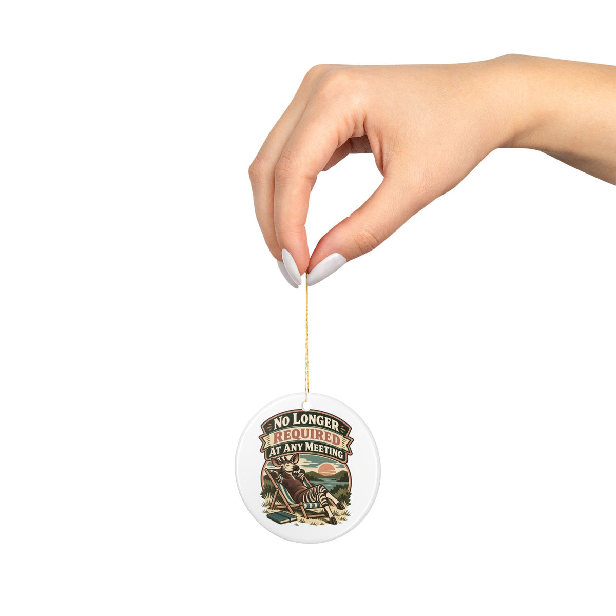 No Longer Required At Any Meeting Ornament, Funny Retiree Christmas Gift, Secret Santa Stocking Stuffer, Ceramic Christmas Ornament 2026