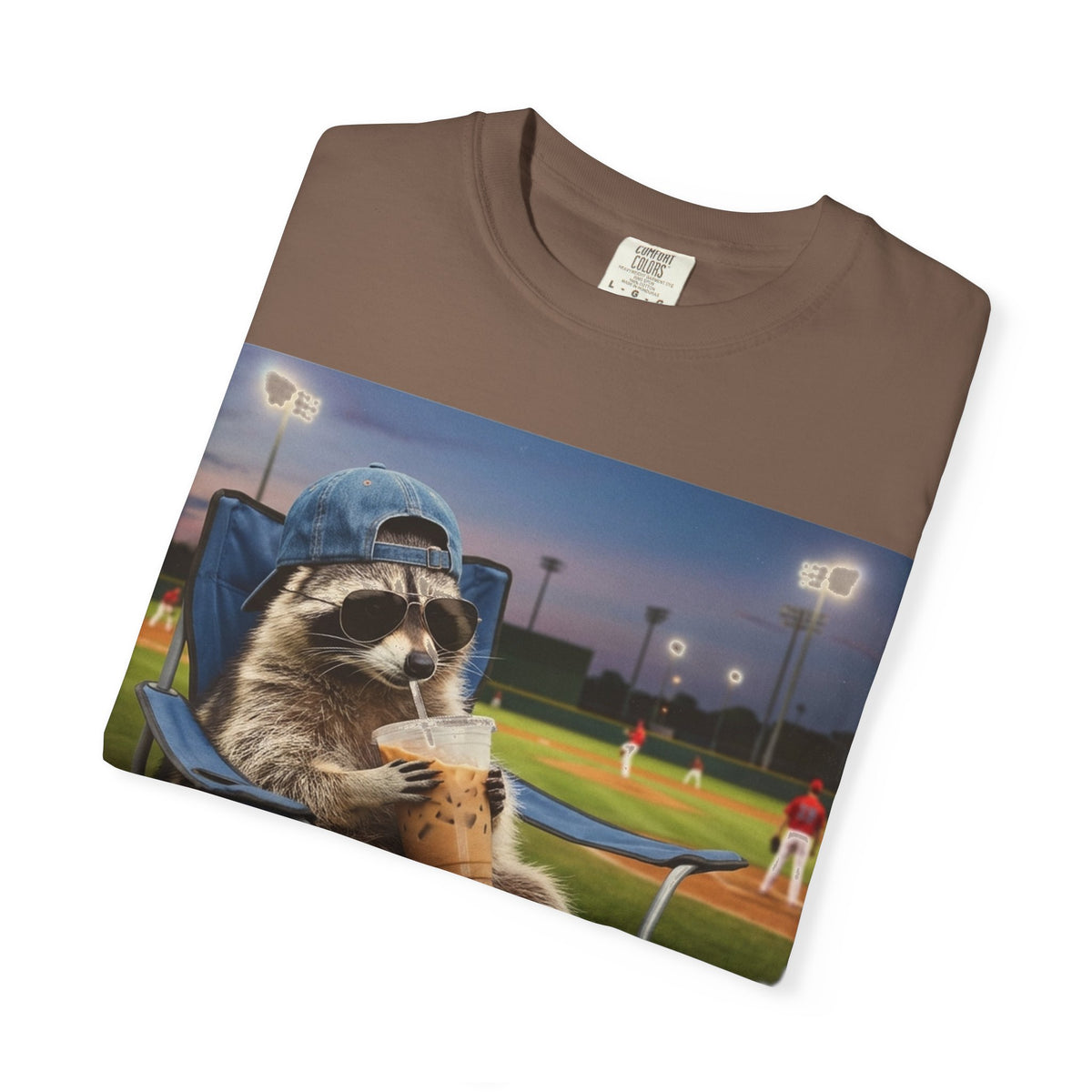 I Live Here Now Baseball Raccoon Shirt, Funny Sports Parent Tee, Iced Coffee Raccoon Shirt, Baseball Mom Gift