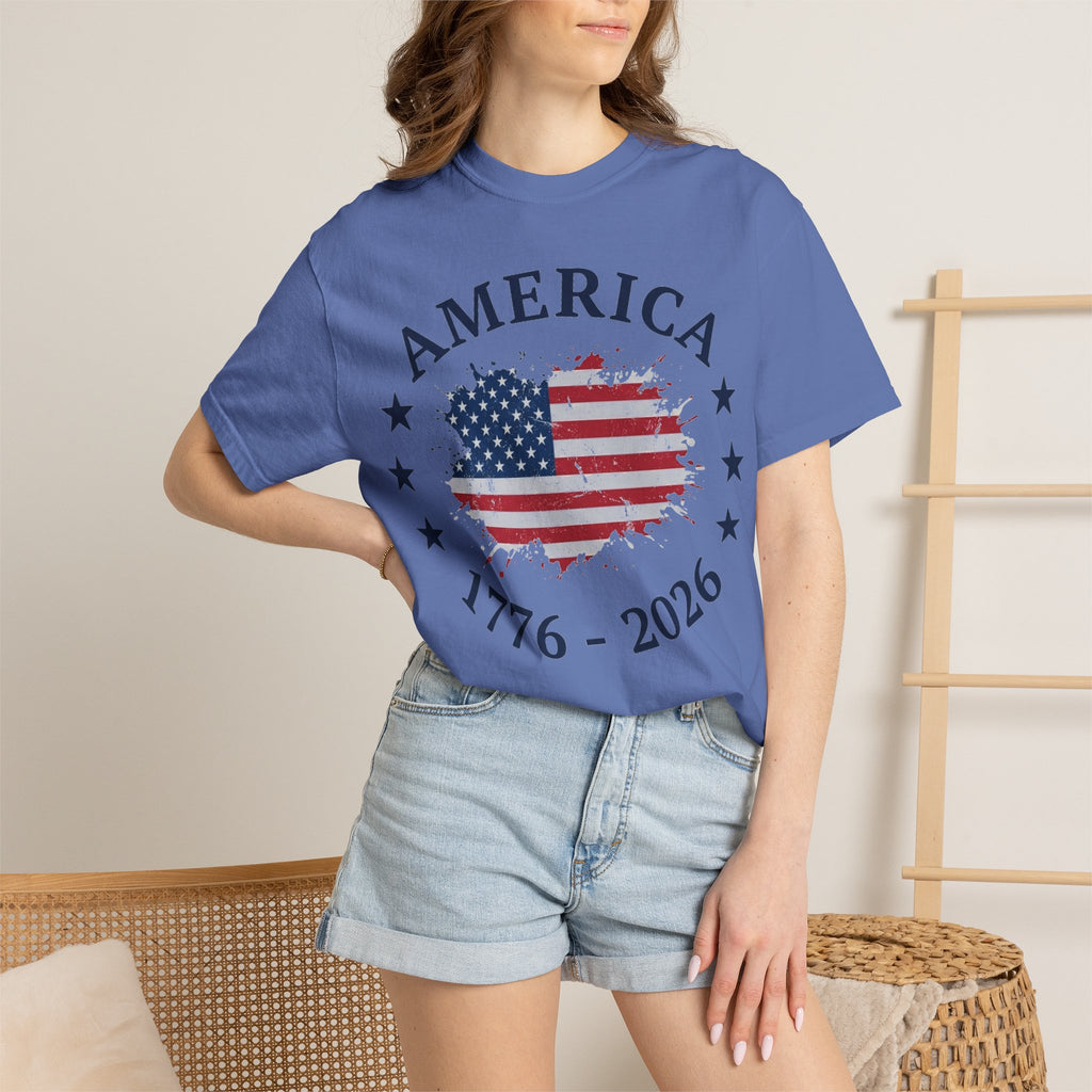 America 1776 2026 Shirt, Distressed Flag Oval Tee, Patriotic 250th Anniversary Shirt, Fourth Of July Gift