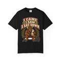 Funny Gym Shirt I Came I Saw I Sat Down Bison Shirt, Gym Gift For Men Women, Weightlifting Humor Comfort Colors Shirt