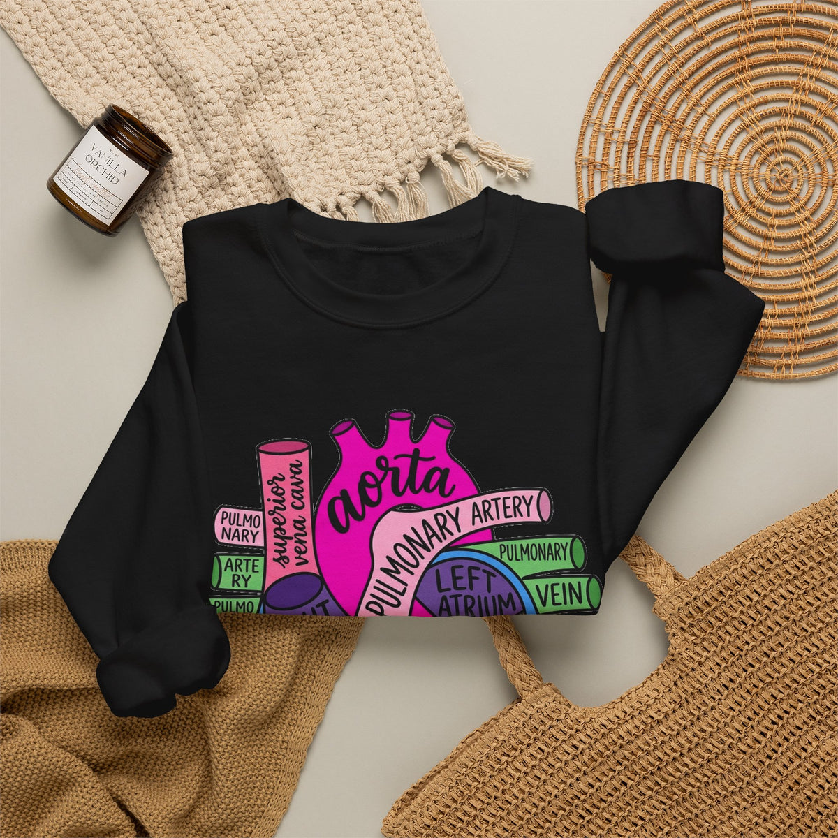 Anatomical Heart Sweatshirt, Pop Art Cardiac Anatomy Sweatshirt, Cardiology Nurse Gift, Med Student Sweatshirt, Cardiac Sonographer Sweatshi