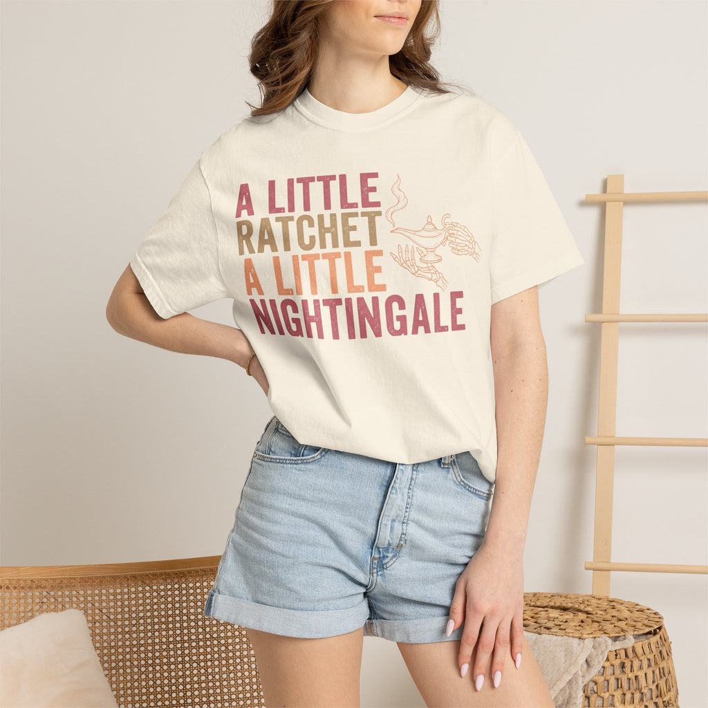 A Little Ratchet A Little Nightingale Shirt, Funny Nurse Shirt, Skeleton Hand Lamp Nurse Tee, Sarcastic RN Gift