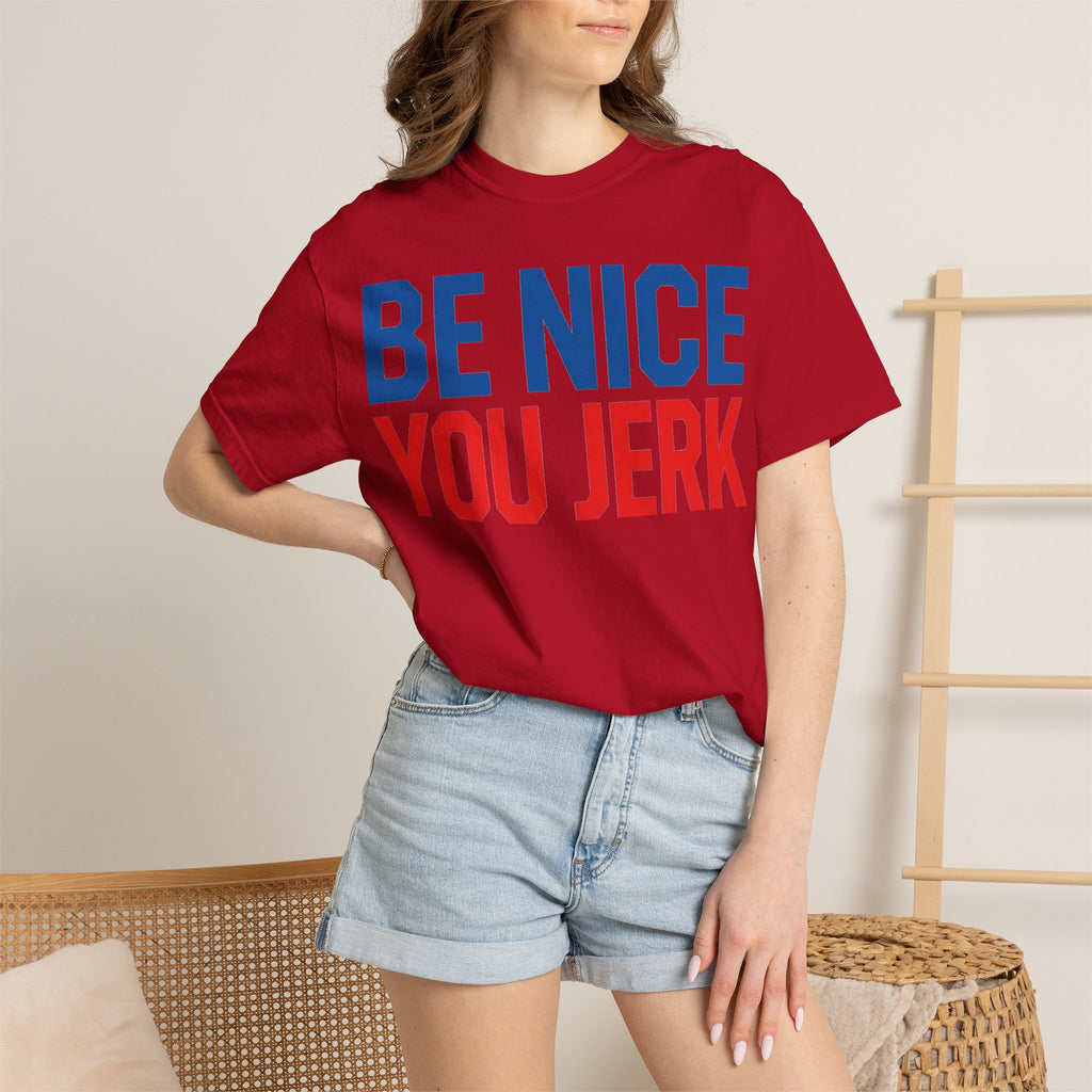 Be Nice You Jerk Shirt, Funny Sarcastic Quote Tee, Bold Retro Typography Shirt, Snarky Gift