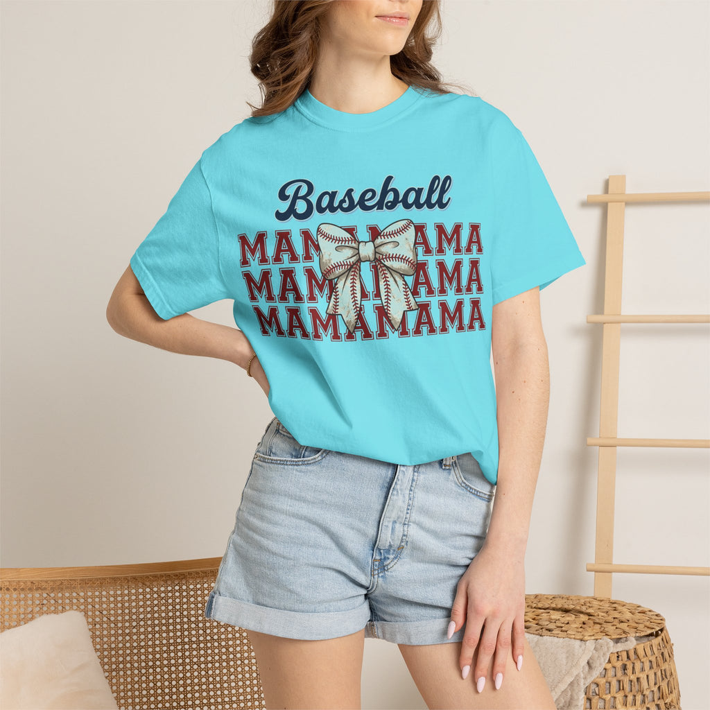 Baseball Mama Shirt, Stacked Varsity Mama Tee, Baseball Bow Mom Shirt, Game Day Baseball Mom Gift