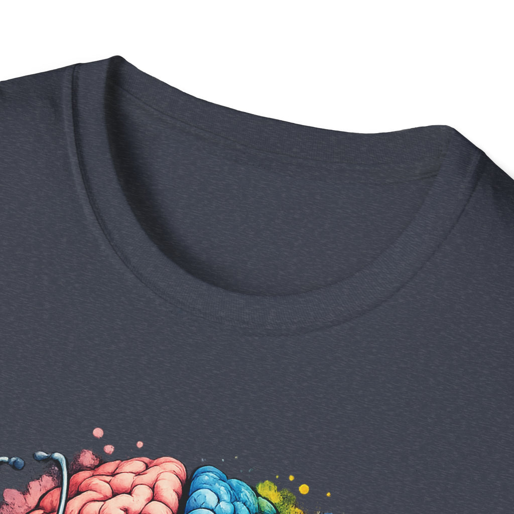 Psych Brain Split Art T-Shirt — Colorful Left & Right Brain Graphic Tee