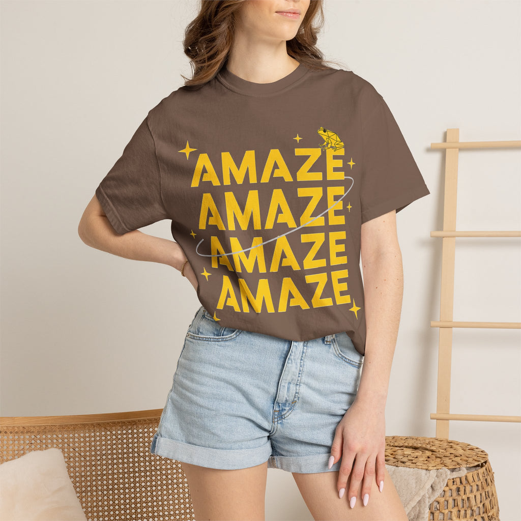 Amaze Amaze Amaze Amaze Shirt, Four Line Retro Type Tee, Frog Sparkle Graphic Shirt, Trendy Gift