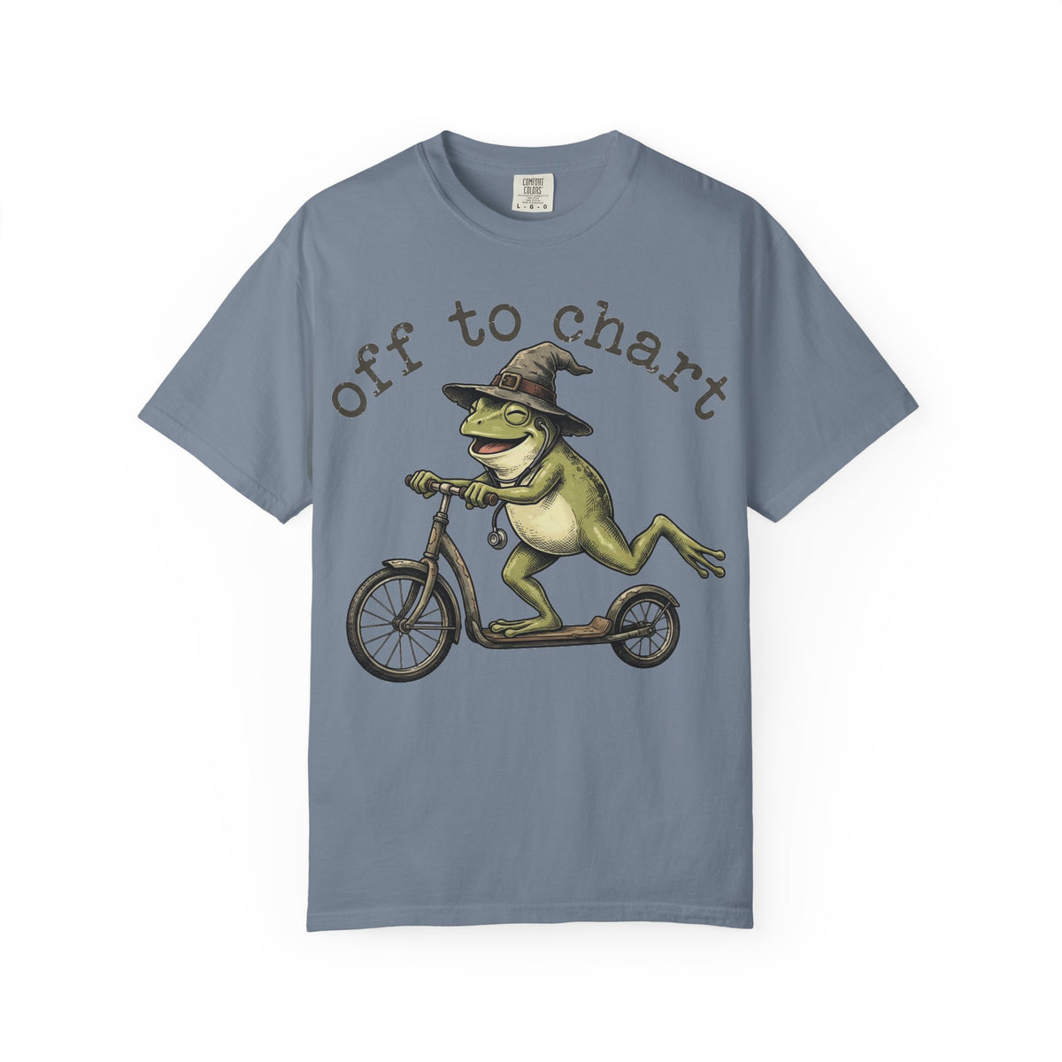 Off To Chart Grinning Frog Shirt, Nurse Frog Scooter Tee, Funny Charting Shirt, RN Gift