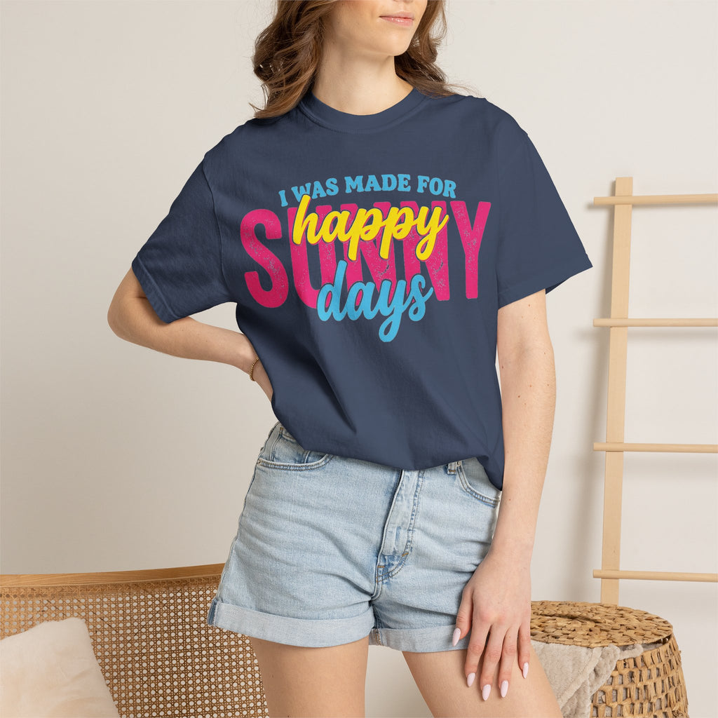 Happy Sunny Days Wide Shirt, Retro Layered Type Summer Tee, Bright Vacation Shirt, Summer Gift