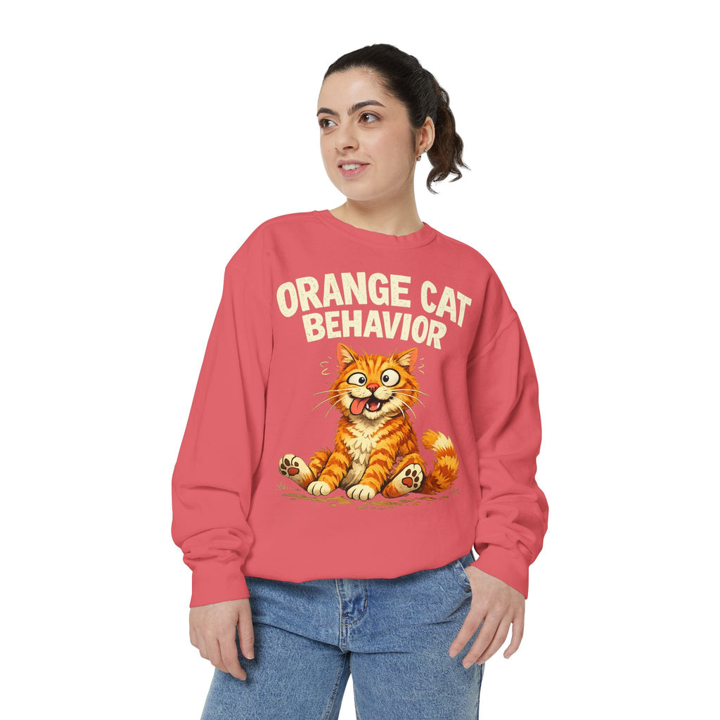 Orange Cat Behavior Sweatshirt — Cute Ginger Kitty Graphic Pullover