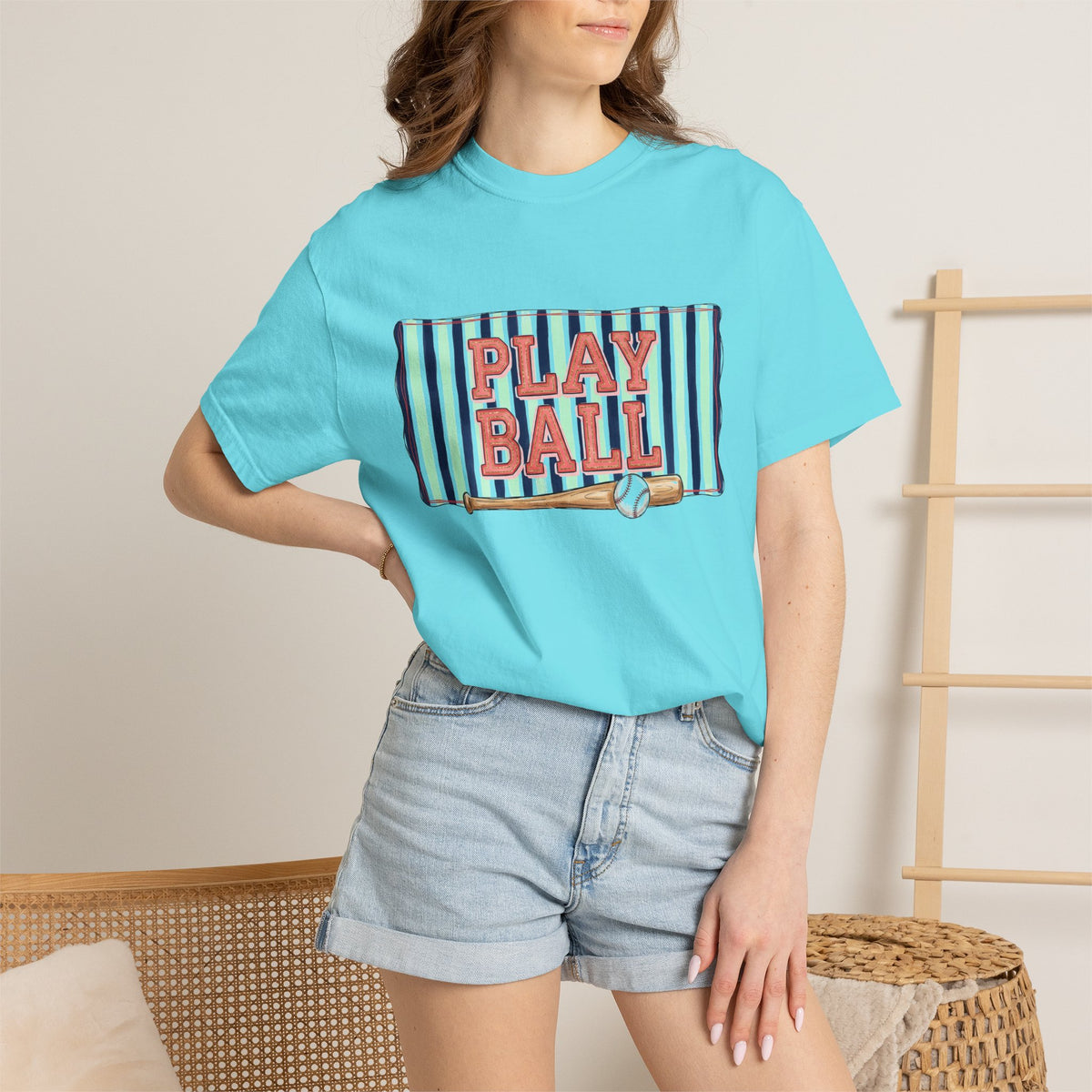 Play Ball Wide Stripe Shirt, Baseball Bat And Ball Tee, Vintage Game Day Shirt, Baseball Mom Gift
