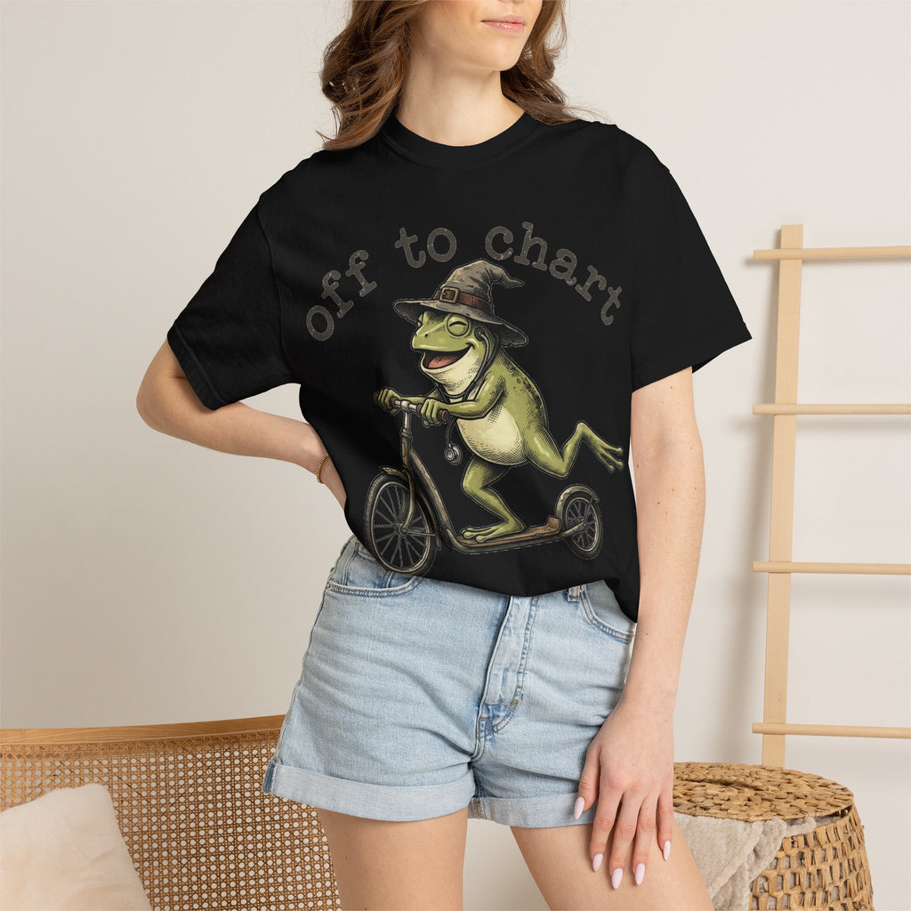 Off To Chart Grinning Frog Shirt, Nurse Frog Scooter Tee, Funny Charting Shirt, RN Gift