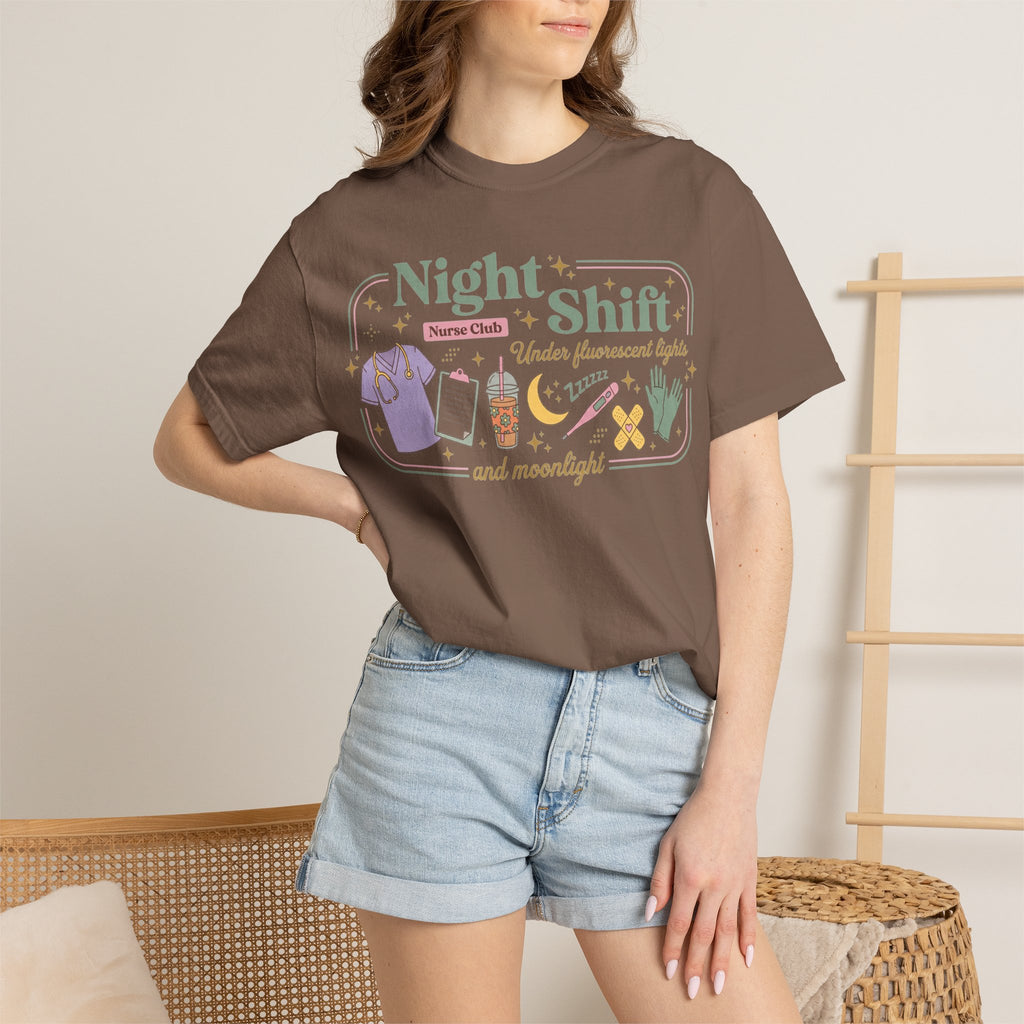 Night Shift Nurse Club Shirt, Under Fluorescent Lights And Moonlight Tee, Cute Night Nurse Shirt, RN Gift