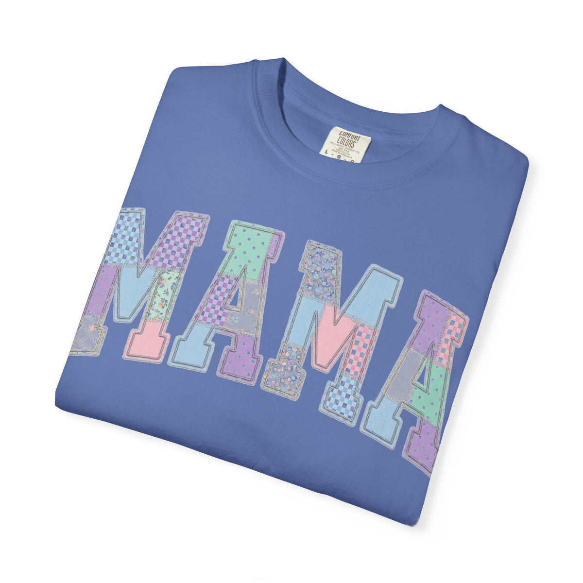 Mama Patchwork Shirt, Pastel Faux Applique Varsity Tee, Shabby Chic Mom Shirt, Mothers Day Gift