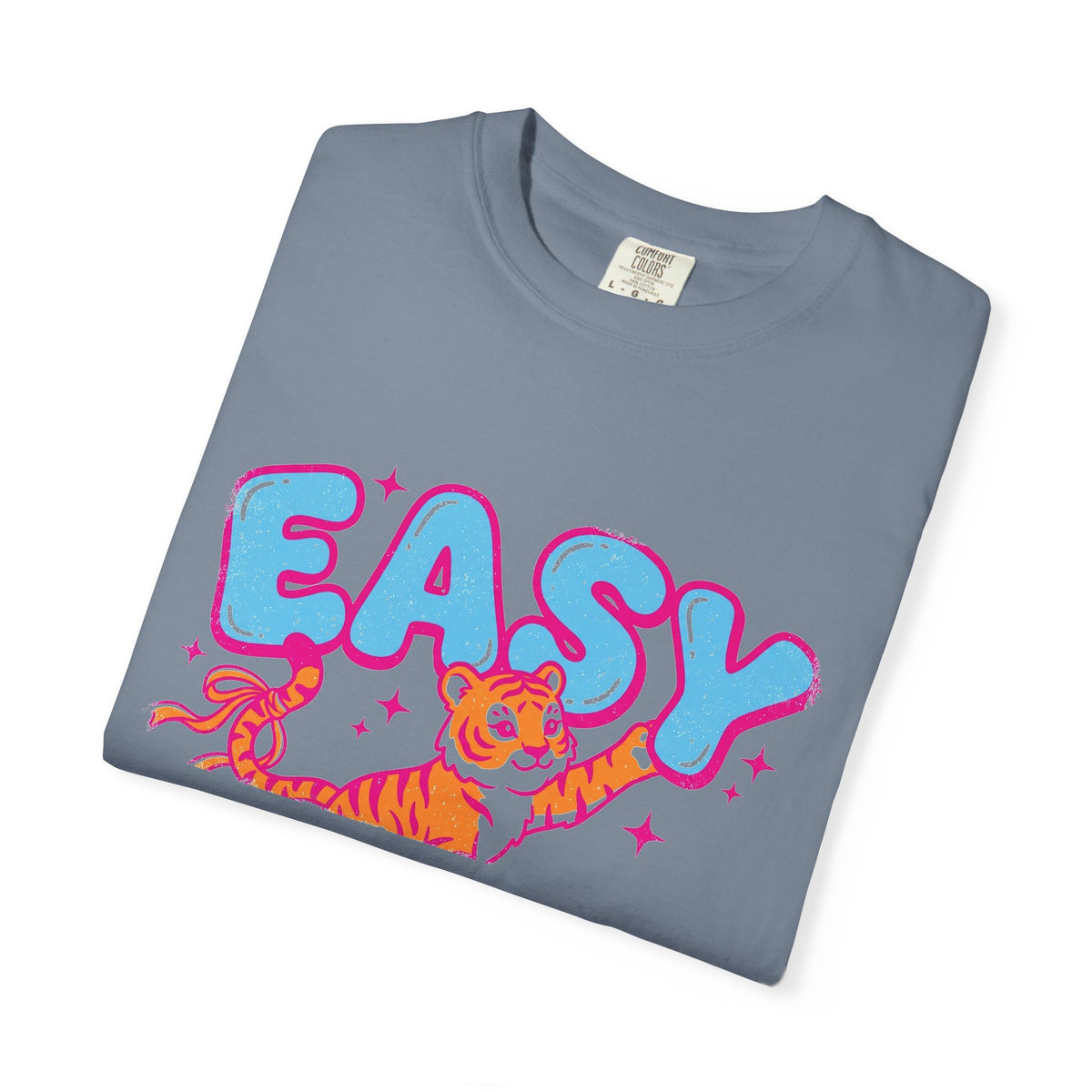 Easy Tiger Shirt, Y2K Bubble Letter Tiger Tee, Pink And Blue Retro Shirt, Funny Flirty Gift