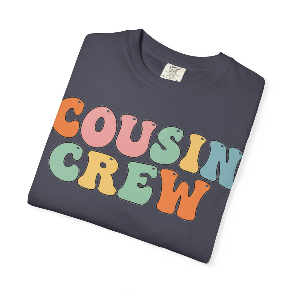 Cousin Crew Stacked Shirt, Groovy Retro Pastel Tee, Matching Cousins Reunion Shirt, Family Gift