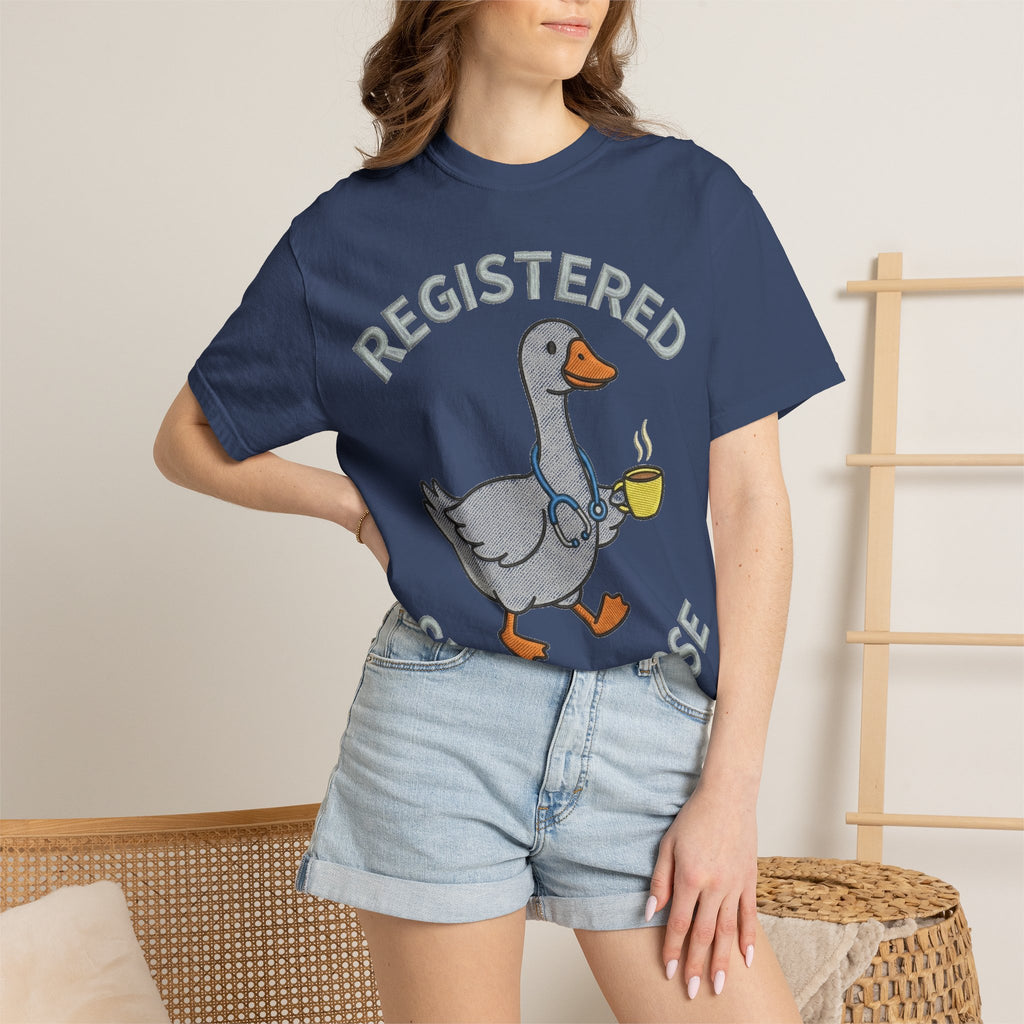 Registered Silly Goose Shirt, Faux Embroidery Nurse Goose Tee, Funny RN Shirt, Nurse Gift