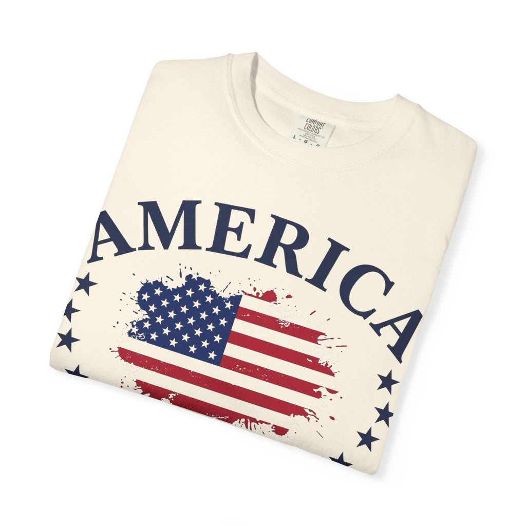 America 1776 2026 Wide Flag Shirt, Patriotic Star Border Tee, Distressed USA Flag Shirt, July 4th Gift