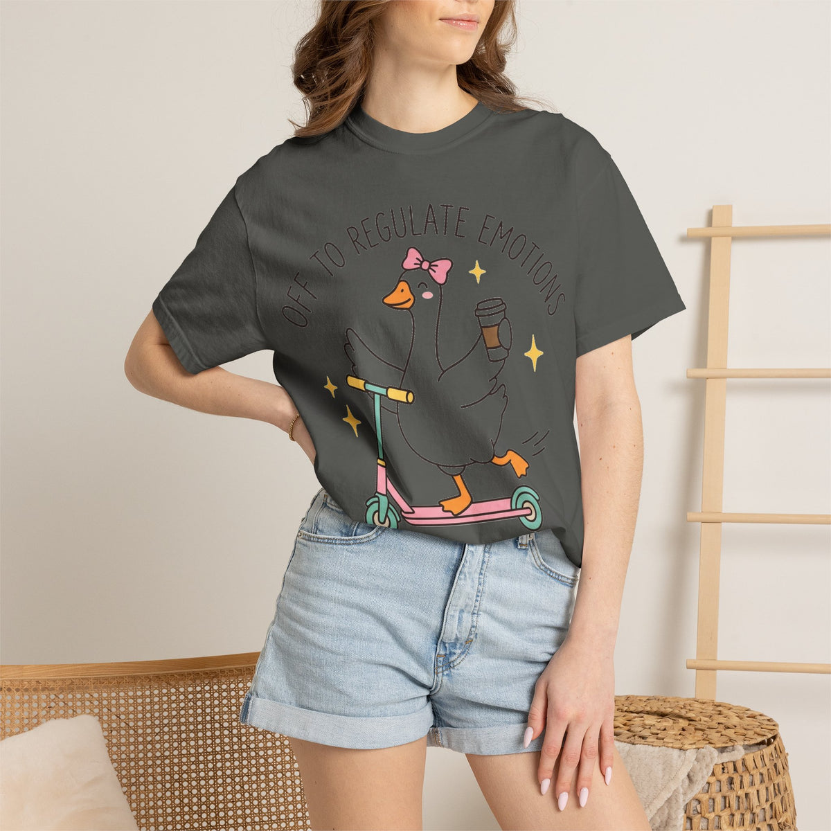 Off To Regulate Emotions Shirt, Funny Therapy Goose Scooter Tee, Mental Health Humor Shirt, Therapist Gift