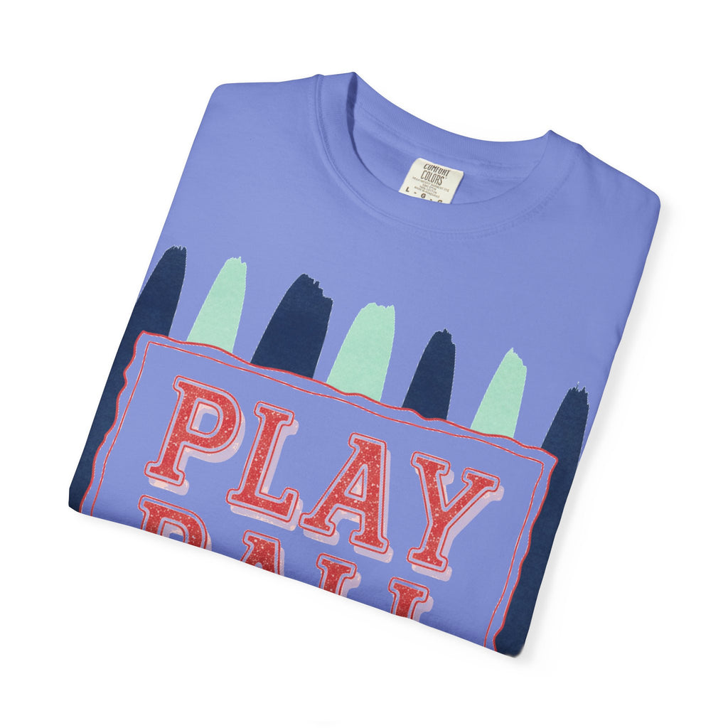 Play Ball Tall Stripe Shirt, Painted Baseball Panel Tee, Game Day Baseball Shirt, Sports Mom Gift