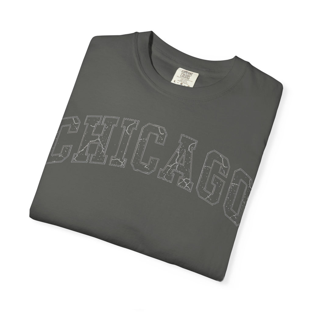 Chicago Outline Varsity Shirt, Minimal Distressed Chicago Tee, Windy City Shirt, Chicago Gift