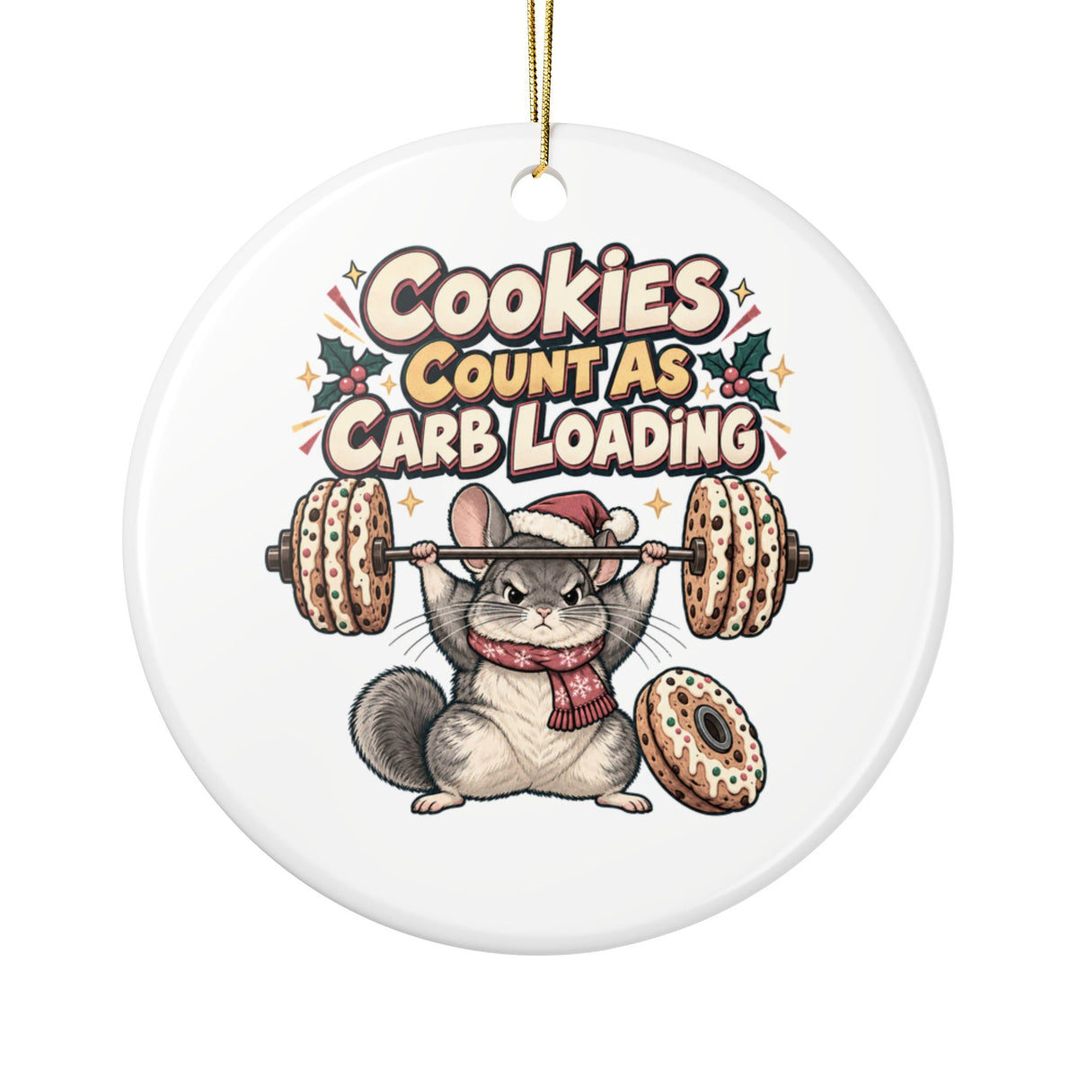 Cookies Count As Carb Loading Ornament, Funny Gym Lover Christmas Gift, Secret Santa Stocking Stuffer, Ceramic Christmas Ornament 2026