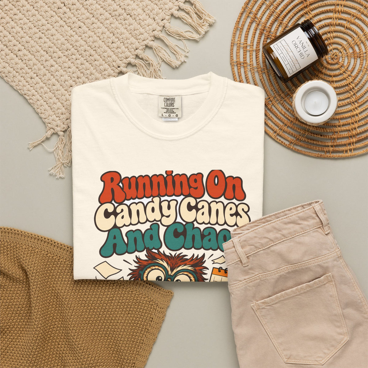 Funny Teacher Christmas Shirt Running On Candy Canes And Chaos Shirt, Funny Teacher Gift, Christmas Gift, Funny Shirt