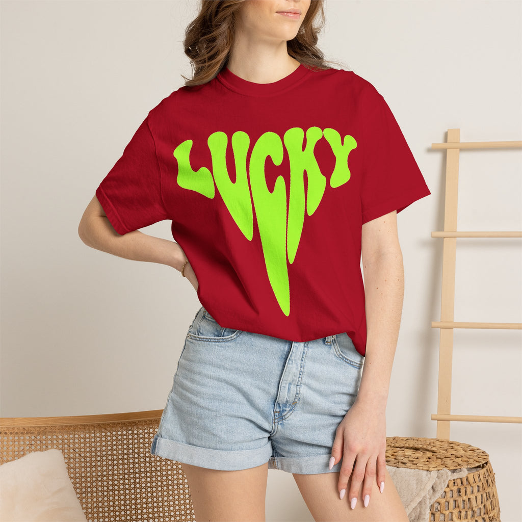 Lucky Drip Shirt, Neon Psychedelic Lettering Tee, Trippy St Patricks Day Shirt, Rave Gift