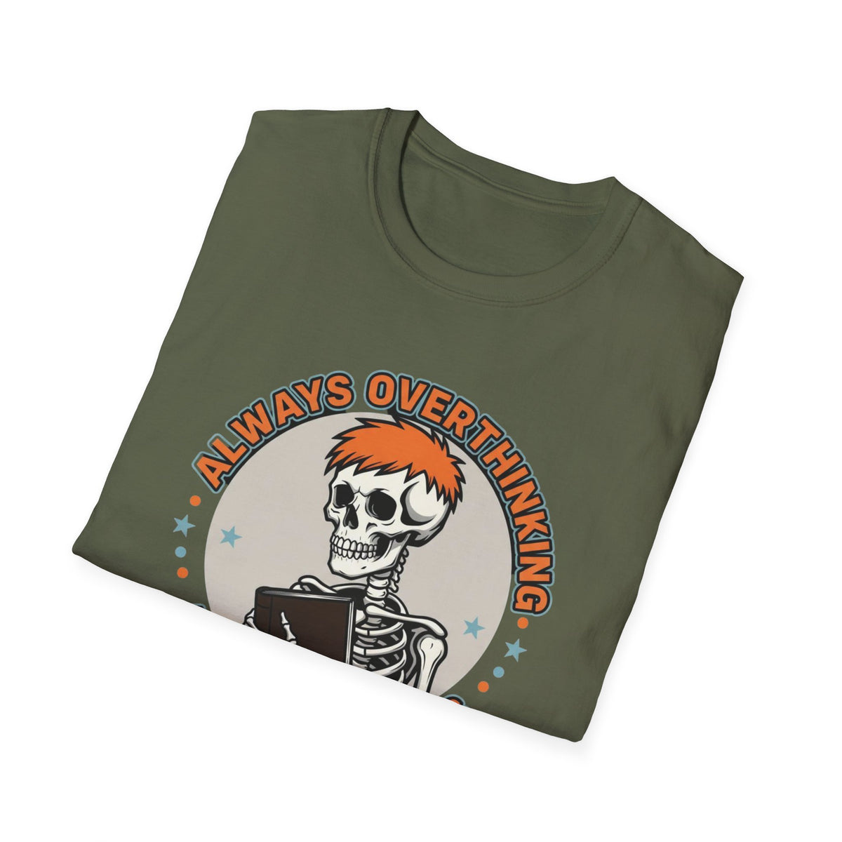 Always Overthinking Anxiety Riders T-Shirt — Retro Skull Graphic Tee for Anxious Overthinkers