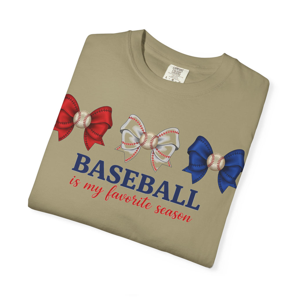 Baseball Is My Favorite Season Shirt, Red White Blue Bows Tee, Baseball Mama Shirt, Opening Day Gift