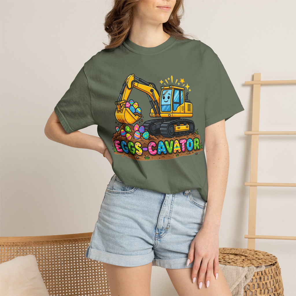 Eggs-Cavator Excavator Shirt, Funny Easter Construction Tee, Digger Easter Egg Shirt, Boys Easter Gift