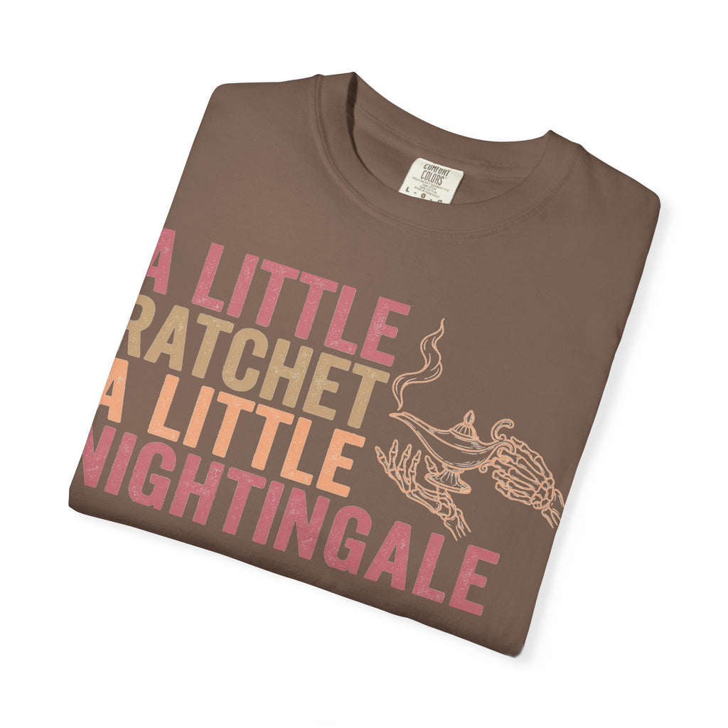 A Little Ratchet A Little Nightingale Shirt, Funny Nurse Shirt, Skeleton Hand Lamp Nurse Tee, Sarcastic RN Gift